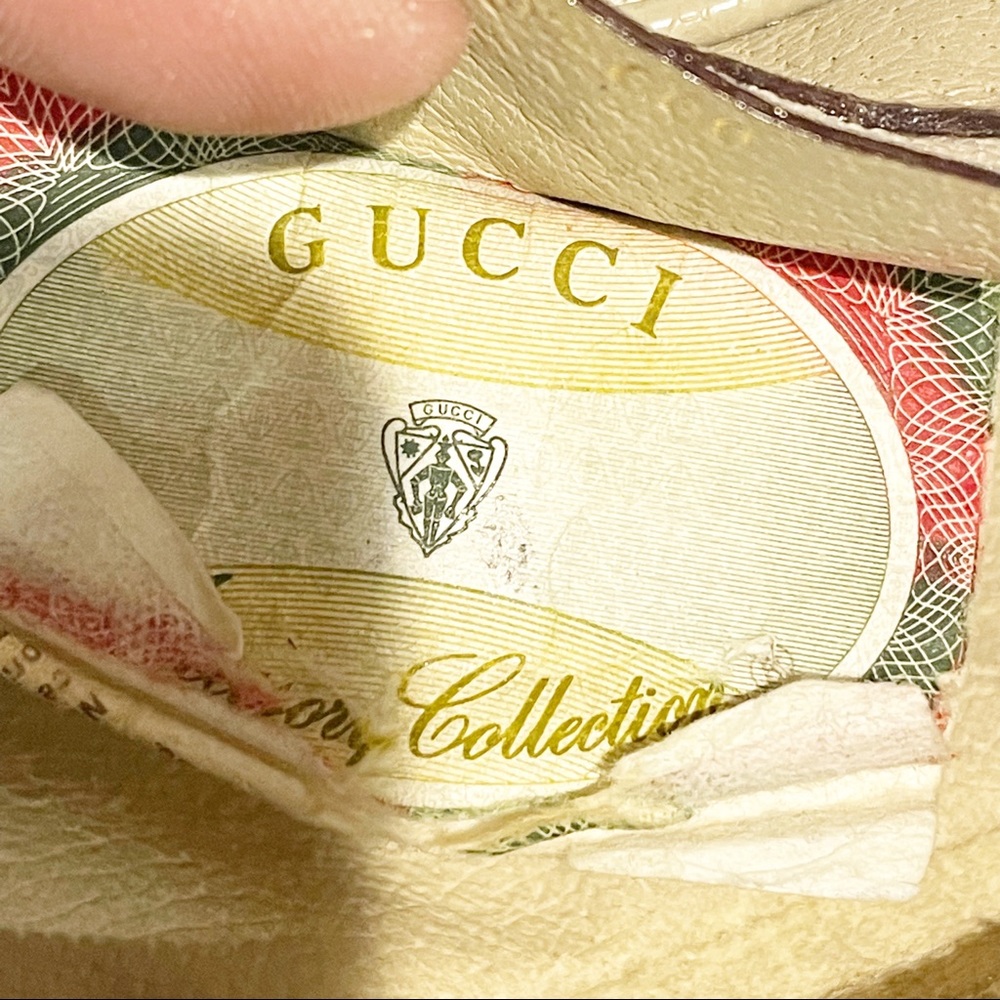 Gucci Vintage Cream Diagonal Stripe Red Trim Mini Shoulder Crossbody Bag - Picture 5 of 9